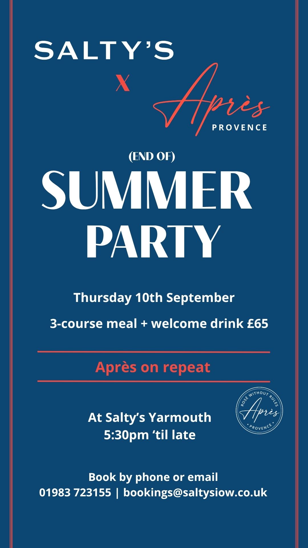 Salty's x Après Provence: End of Summer Party